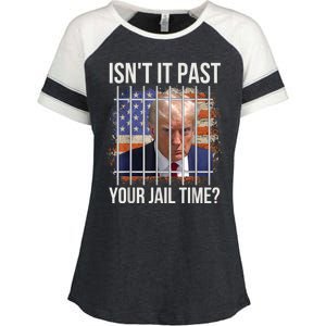 isn't it past your jail time Enza Ladies Jersey Colorblock Tee