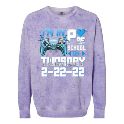 Im In PreSchool On Twosday Tuesday 22222 Video Games Meaningful Gift Colorblast Crewneck Sweatshirt