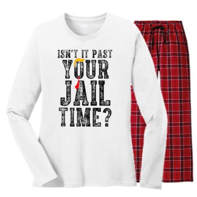 IsnT It Past Your Jail Time Funny Sarcastic Quote Gift Women's Long Sleeve Flannel Pajama Set 