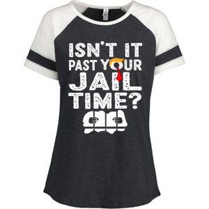 Isnt It Past Your Jail Time Funny Trump Enza Ladies Jersey Colorblock Tee