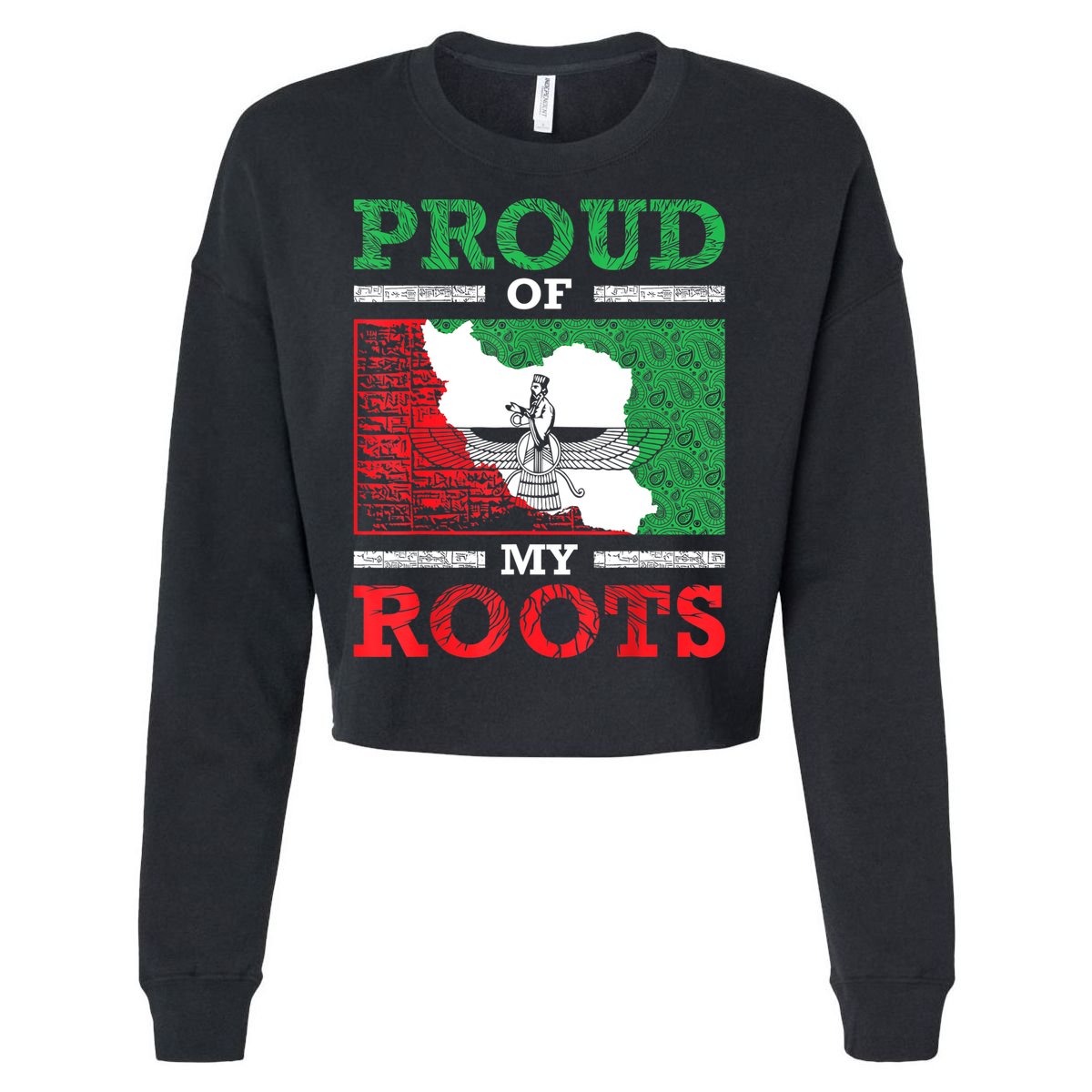 Iran Iranian Persian Irani Flag Iran Roots Farsi Irani Iran Cropped Pullover Crew