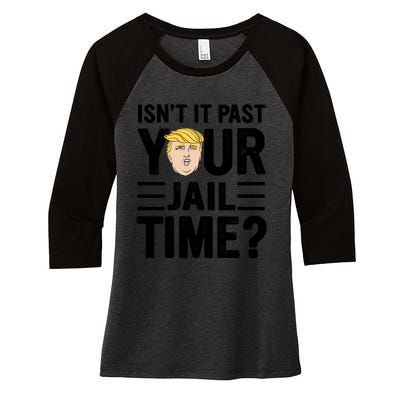 Isn’T It Past Your Jail Time Funny Saying Joke Humour Women's Tri-Blend 3/4-Sleeve Raglan Shirt