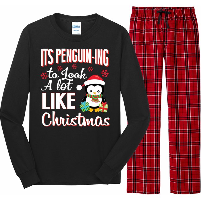 It Is Penguining To Look A Lot Like Christmas Penguin Long Sleeve Pajama Set