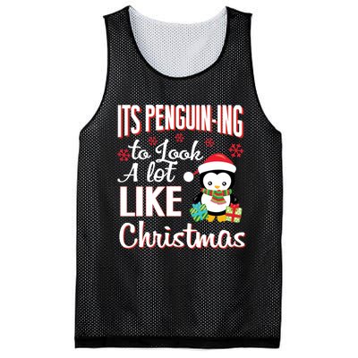 It Is Penguining To Look A Lot Like Christmas Penguin Mesh Reversible Basketball Jersey Tank