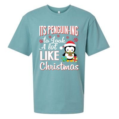 It Is Penguining To Look A Lot Like Christmas Penguin Sueded Cloud Jersey T-Shirt