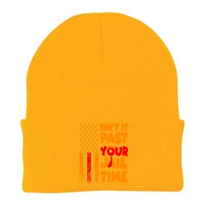 Isnt It Past Your Jail Time Anti Trump Distressed Usa Flag Knit Cap Winter Beanie