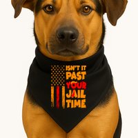 Isnt It Past Your Jail Time Anti Trump Distressed Usa Flag USA-Made Doggie Bandana