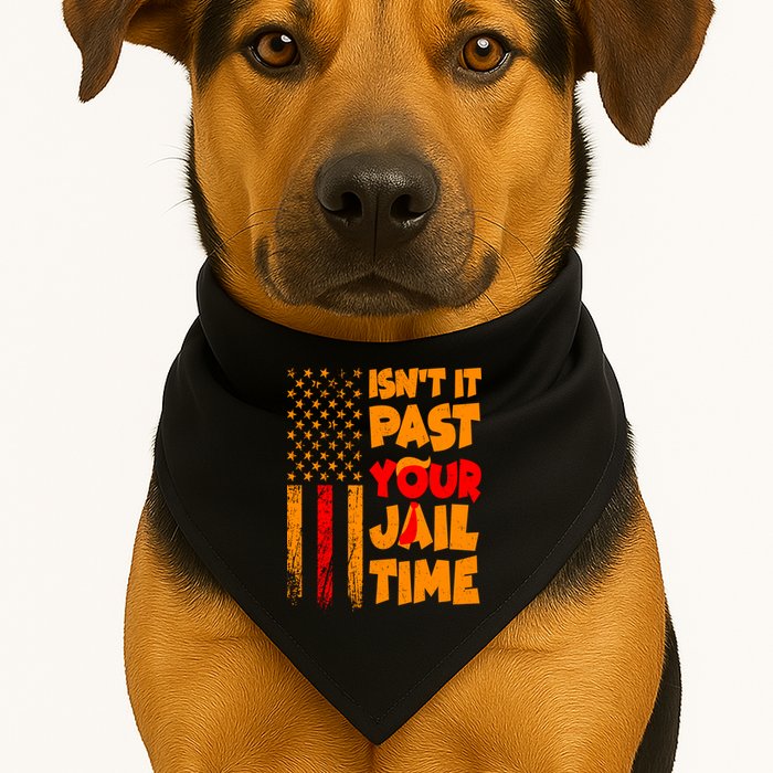 Isnt It Past Your Jail Time Anti Trump Distressed Usa Flag USA-Made Doggie Bandana