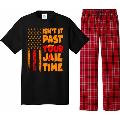 Isnt It Past Your Jail Time Anti Trump Distressed Usa Flag Pajama Set