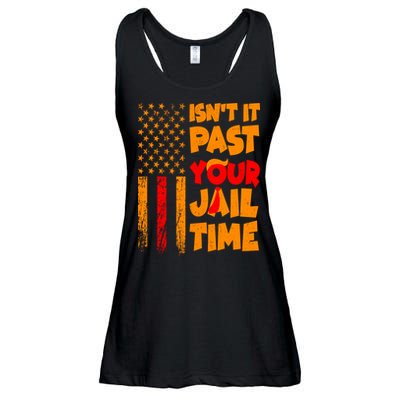 Isnt It Past Your Jail Time Anti Trump Distressed Usa Flag Ladies Essential Flowy Tank