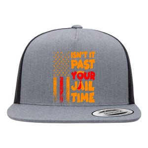 Isnt It Past Your Jail Time Anti Trump Distressed Usa Flag Flat Bill Trucker Hat