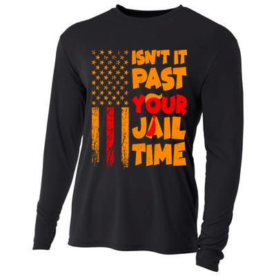 Isnt It Past Your Jail Time Anti Trump Distressed Usa Flag Cooling Performance Long Sleeve Crew