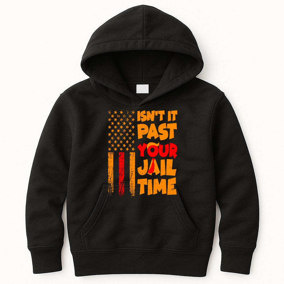 Isnt It Past Your Jail Time Anti Trump Distressed Usa Flag Kids Hoodie