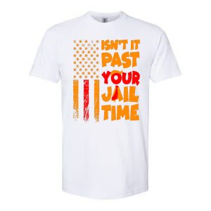 Isnt It Past Your Jail Time Anti Trump Distressed Usa Flag Softstyle CVC T-Shirt