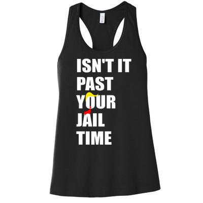 Isnt It Past Your Jail Time? Funny Sarcastic Quote Trump Women's Racerback Tank