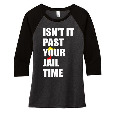 Isnt It Past Your Jail Time? Funny Sarcastic Quote Trump Women's Tri-Blend 3/4-Sleeve Raglan Shirt