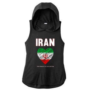 Iran Iranian Persian Pride Heart Ladies PosiCharge Tri-Blend Wicking Draft Hoodie Tank