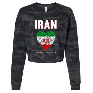 Iran Iranian Persian Pride Heart Cropped Pullover Crew