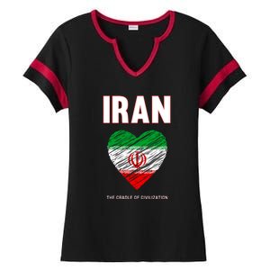 Iran Iranian Persian Pride Heart Ladies Halftime Notch Neck Tee