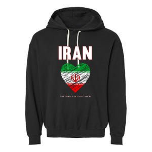 Iran Iranian Persian Pride Heart Garment-Dyed Fleece Hoodie