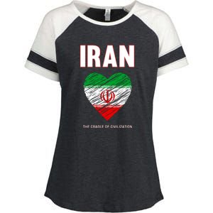 Iran Iranian Persian Pride Heart Enza Ladies Jersey Colorblock Tee