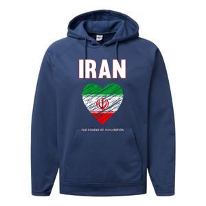 Iran Iranian Persian Pride Heart Performance Fleece Hoodie