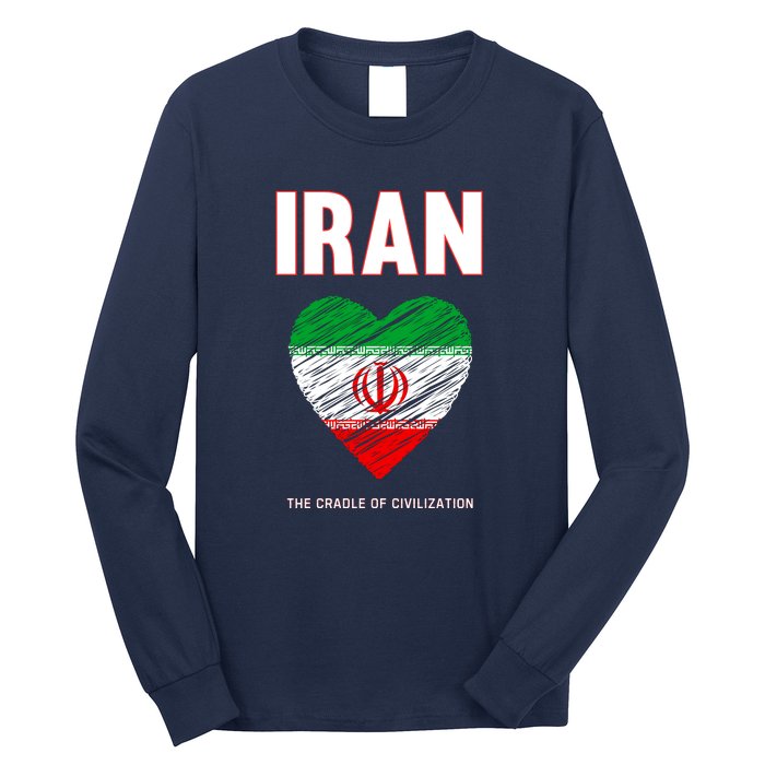 Iran Iranian Persian Pride Heart Long Sleeve Shirt