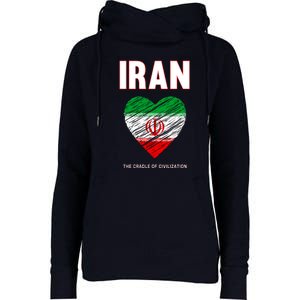 Iran Iranian Persian Pride Heart Womens Funnel Neck Pullover Hood