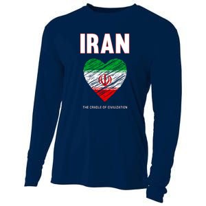 Iran Iranian Persian Pride Heart Cooling Performance Long Sleeve Crew