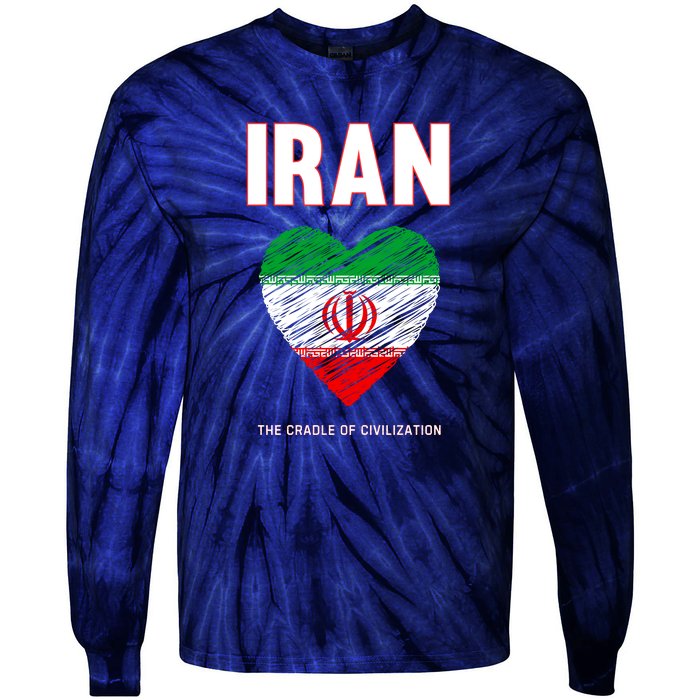 Iran Iranian Persian Pride Heart Tie-Dye Long Sleeve Shirt