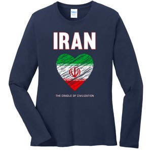 Iran Iranian Persian Pride Heart Ladies Long Sleeve Shirt