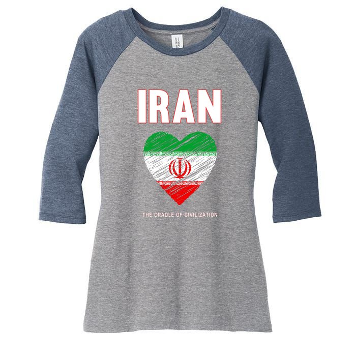 Iran Iranian Persian Pride Heart Women's Tri-Blend 3/4-Sleeve Raglan Shirt