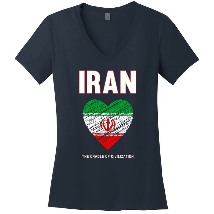 Iran Iranian Persian Pride Heart Women's V-Neck T-Shirt