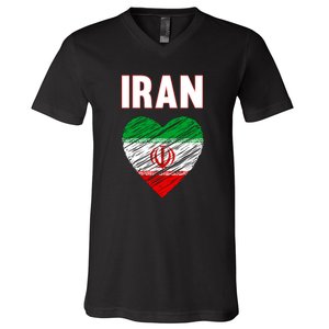 Iran Iranian Persian Pride Heart V-Neck T-Shirt