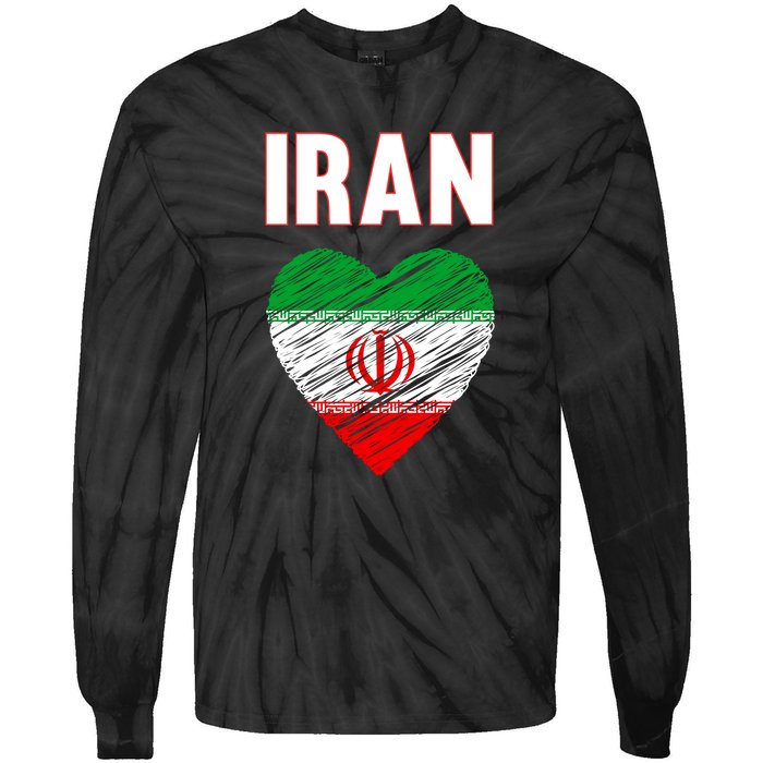 Iran Iranian Persian Pride Heart Tie-Dye Long Sleeve Shirt