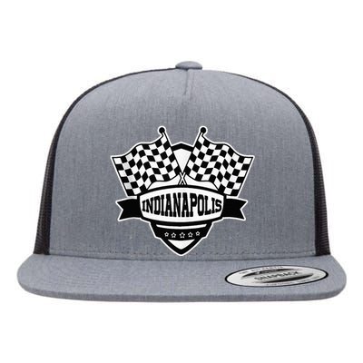 Indianapolis Indiana Racing Checkered Flag Flat Bill Trucker Hat