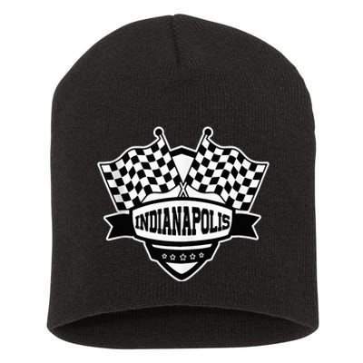 Indianapolis Indiana Racing Checkered Flag Short Acrylic Beanie