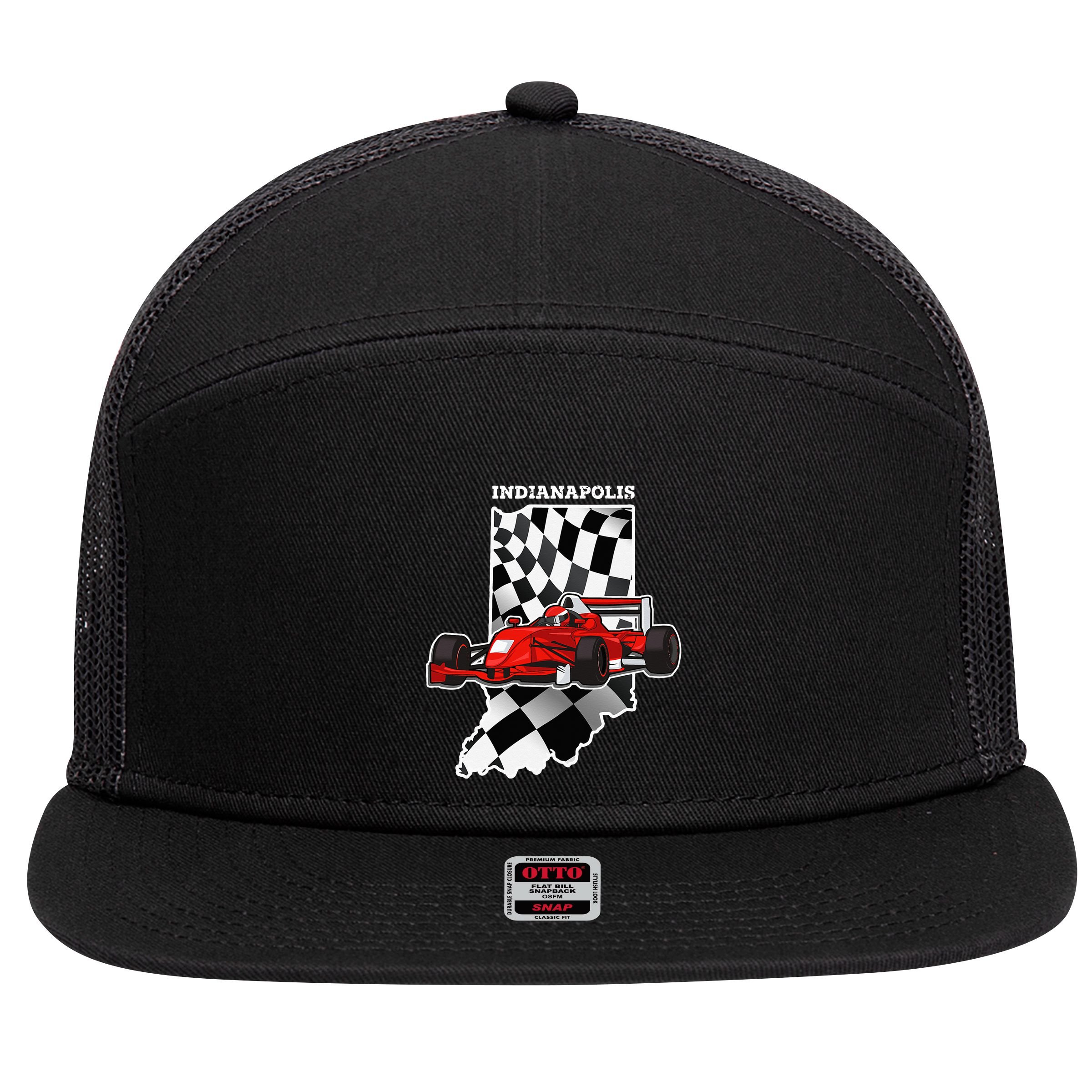Indianapolis Indycar Racing Map Flag 7 Panel Mesh Trucker Snapback Hat