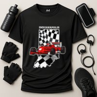 Indianapolis Indycar Racing Map Flag Cooling Performance Crew T-Shirt