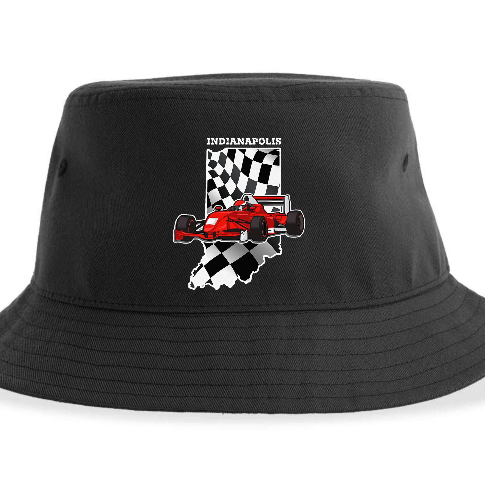 Indianapolis Indycar Racing Map Flag Sustainable Bucket Hat
