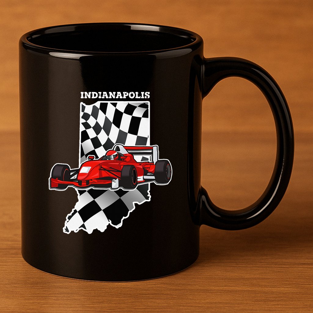 Indianapolis Indycar Racing Map Flag 11oz C Handle Ceramic Mug