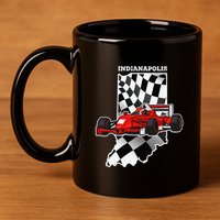 Indianapolis Indycar Racing Map Flag 11oz C Handle Ceramic Mug