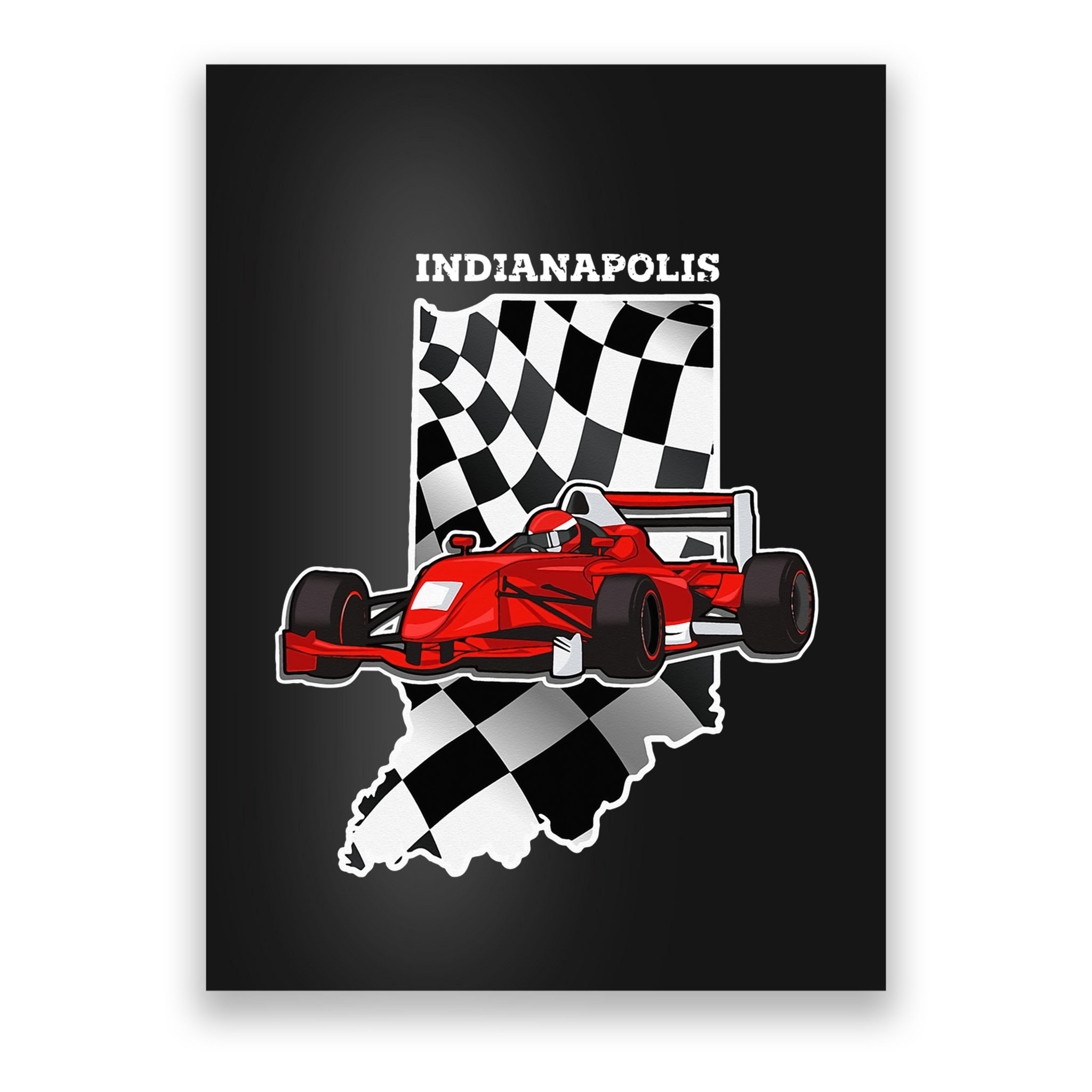 Indianapolis Indycar Racing Map Flag Poster