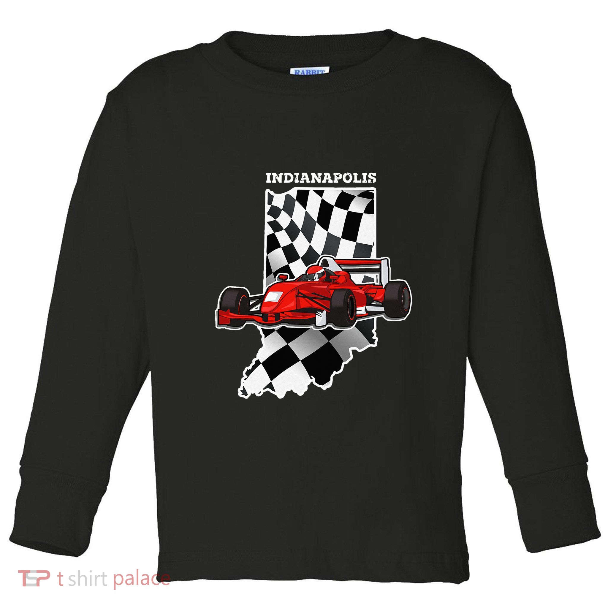 Indianapolis Indycar Racing Map Flag Toddler Long Sleeve Shirt