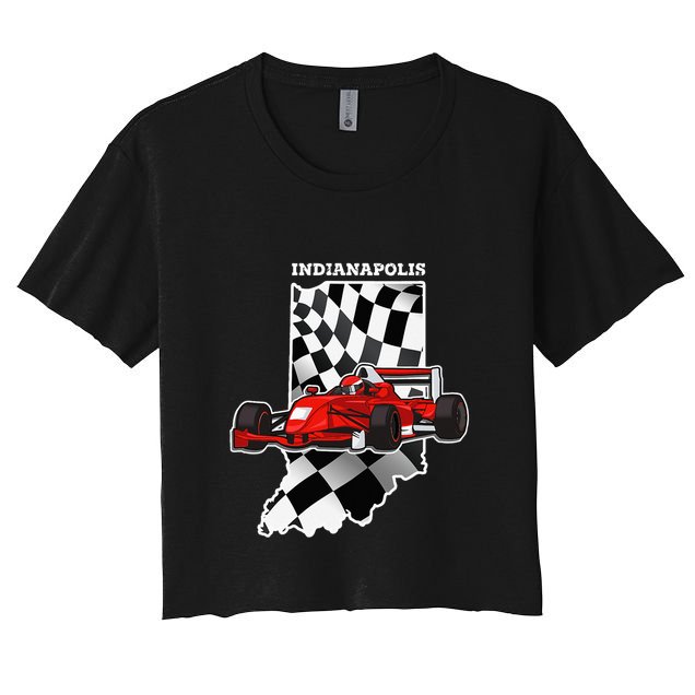 Indianapolis Indycar Racing Map Flag Crop Top