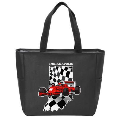 Indianapolis Indycar Racing Map Flag Zip Tote Bag