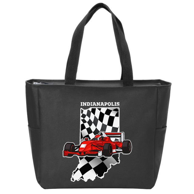 Indianapolis Indycar Racing Map Flag Zip Tote Bag