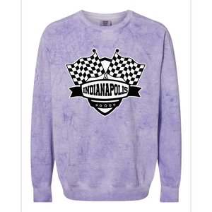 Indianapolis Indiana Racing Checkered Flag Colorblast Crewneck Sweatshirt