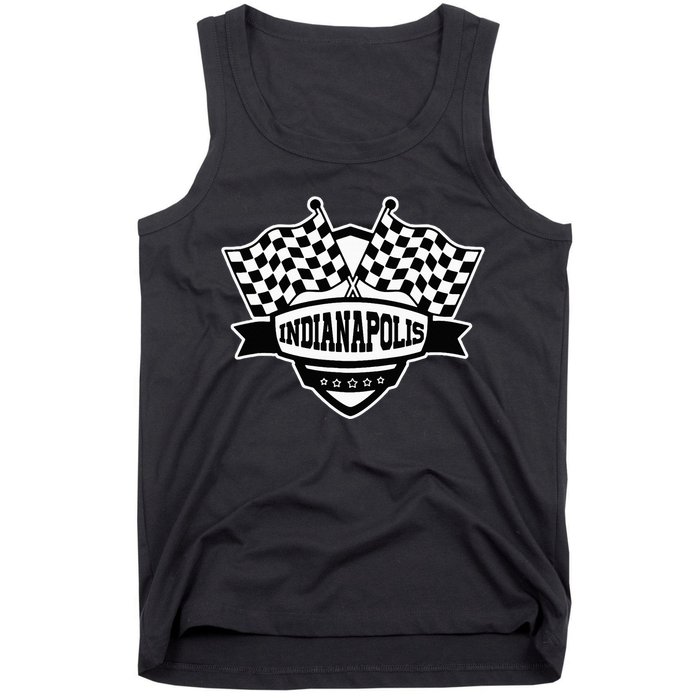 Indianapolis Indiana Racing Checkered Flag Tank Top