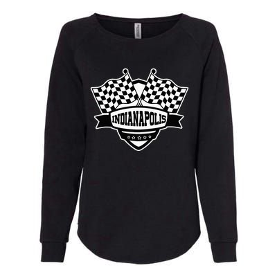 Indianapolis Indiana Racing Checkered Flag Womens California Wash Sweatshirt